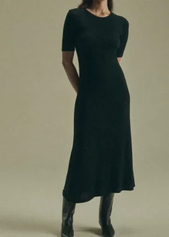 Anemos Short Sleeve Midi Dress - Black