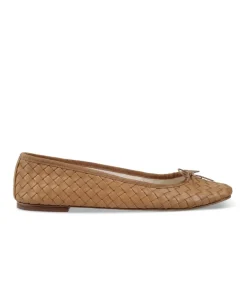 By Milaner Nicole Ballet Flat in Woven Leather Caramel