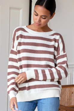 Carolyn Sweater in Mocha French Stripe