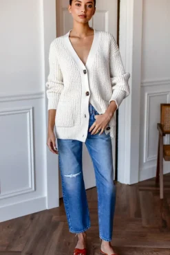 Cozy Cotton Cardigan in Ivory Tanguis
