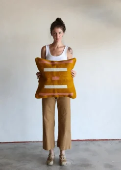 Dash Pillow - Mustard, Pink + Cream