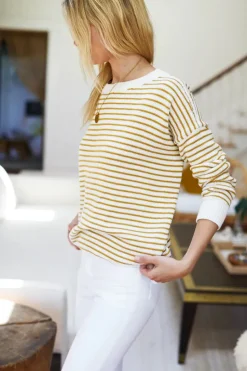 Emerson Fry Carolyn Sweater in Marigold Stripe Organic