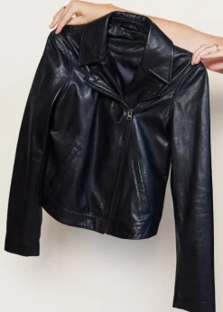 Maha Ethically Made Black Leather Moto Jacket