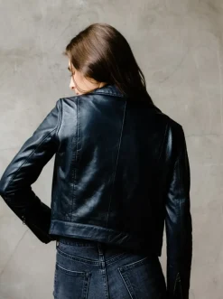 Maha Ethically Made Black Leather Moto Jacket