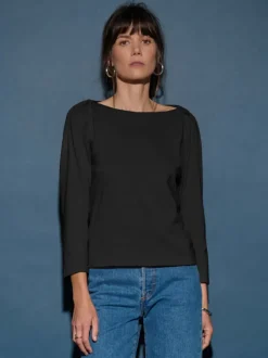 Nation LTD Amelie Envelope Neck Top in Jet Black