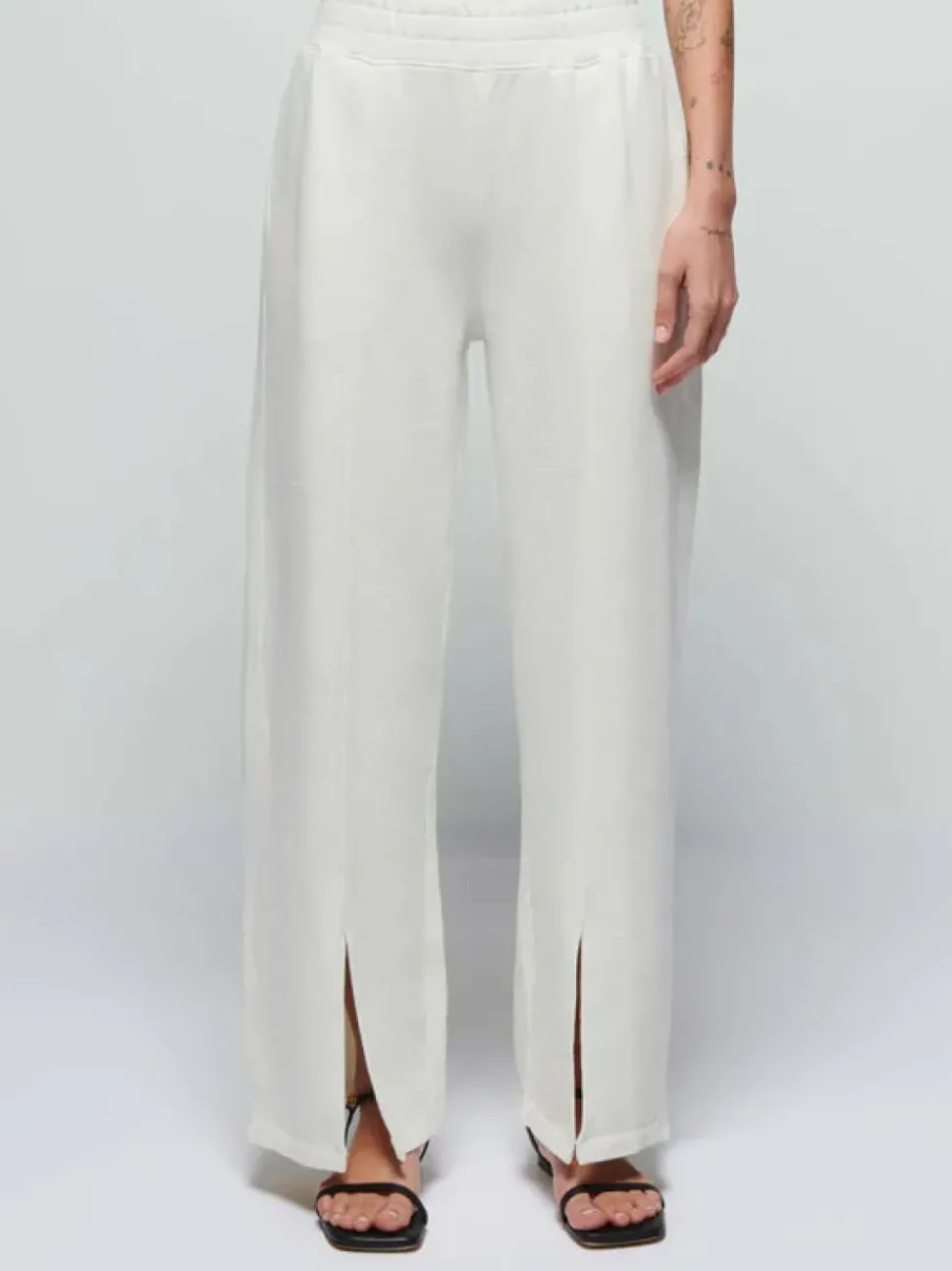 Nation LTD Lincoln Front Slit Knit Pant in Porcelain