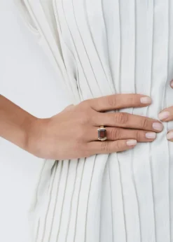 Otiumberg Smokey Quartz Domino Ring in 9kt Solid Gold