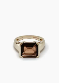 Otiumberg Smokey Quartz Domino Ring in 9kt Solid Gold