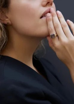 Otiumberg Smokey Quartz Domino Ring in 9kt Solid Gold