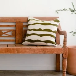 Paso Throw Pillow in Natural/Moss