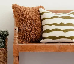Paso Throw Pillow in Natural/Moss