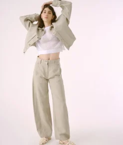 Sayaka Davis Cropped Jacket in Light Taupe