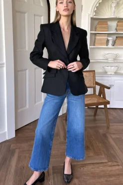 Sculptural Blazer Black Linen