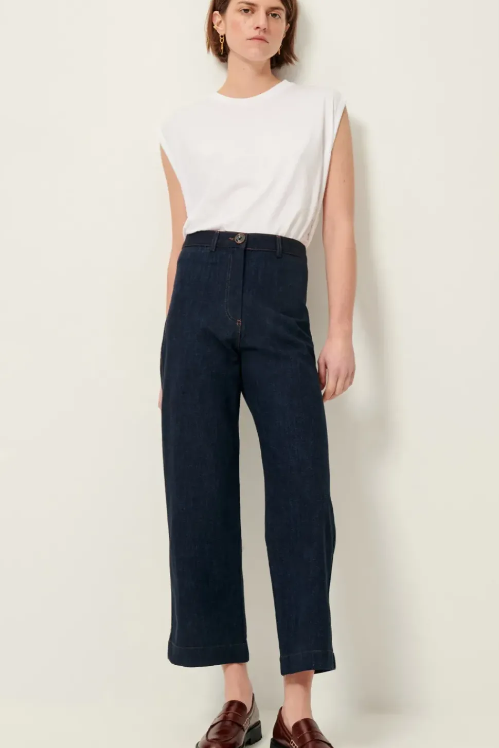 Sessun Cookie High Rise Wide Leg Denim in Dark Indigo