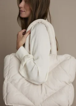 Summum Quilted Leather Puffy Shoulder Bag Cream