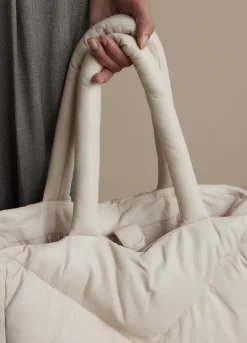 Summum Quilted Leather Puffy Shoulder Bag Cream