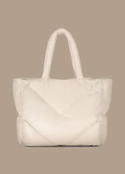 Summum Quilted Leather Puffy Shoulder Bag Cream