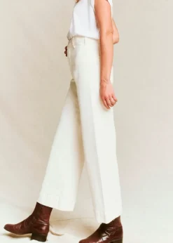 The Great Seafair Wide Leg Jeans Denim in Stone + Black