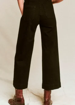 The Great Seafair Wide Leg Jeans Denim in Stone + Black