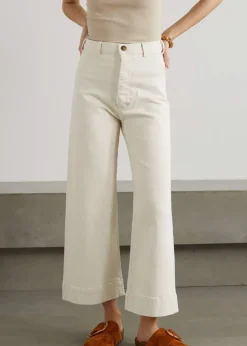 The Great Seafair Wide Leg Jeans Denim in Stone + Black