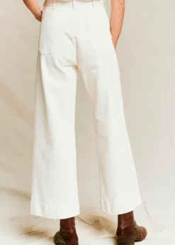 The Great Seafair Wide Leg Jeans Denim in Stone + Black