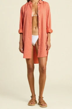 Trovata Callie Shirtdress in Terracotta Stripe