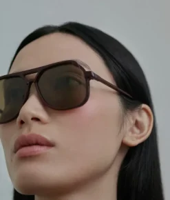 VITO OXBLOOD RED / oversized, dark red aviator sunglasses